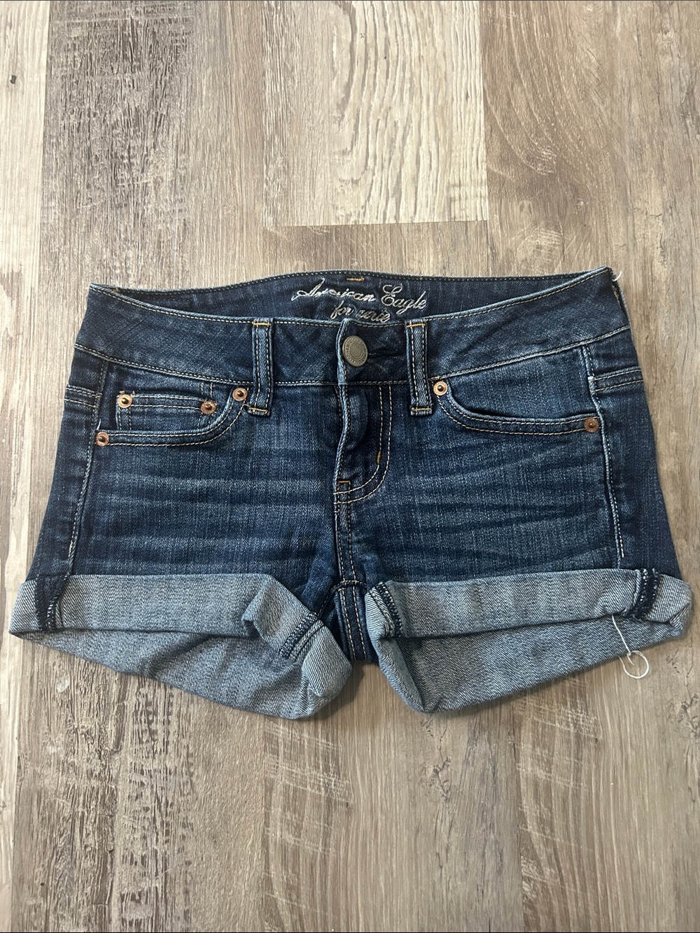 American Eagle Outfitters Dark Indigo Cuffed Jean Shorts